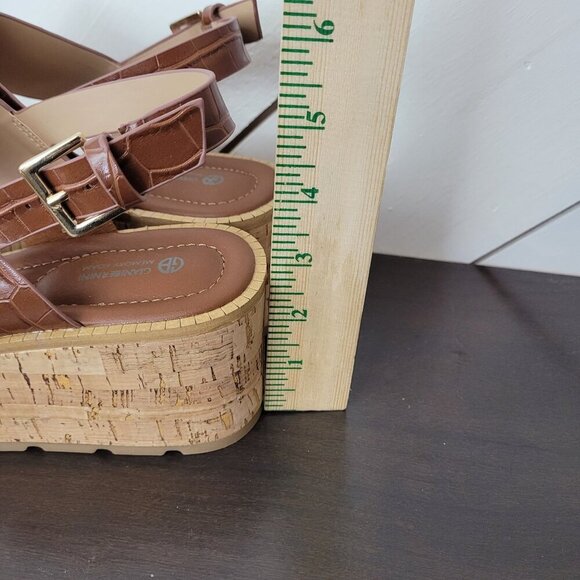 NEW Giani Bernini Harperr Memory Foam Platform  Cinnamon Croc  10 Sandals - Picture 5 of 9